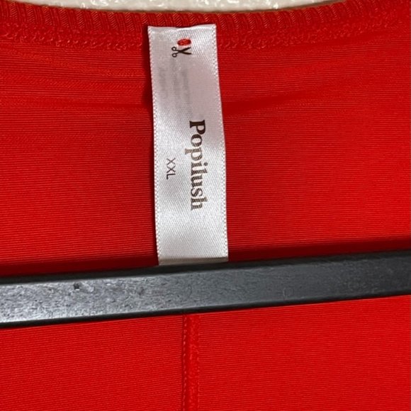 Popilush | Built-In Shapewear Long Sleeve Maxi Lounge Dress in Red - Picture 6 of 8